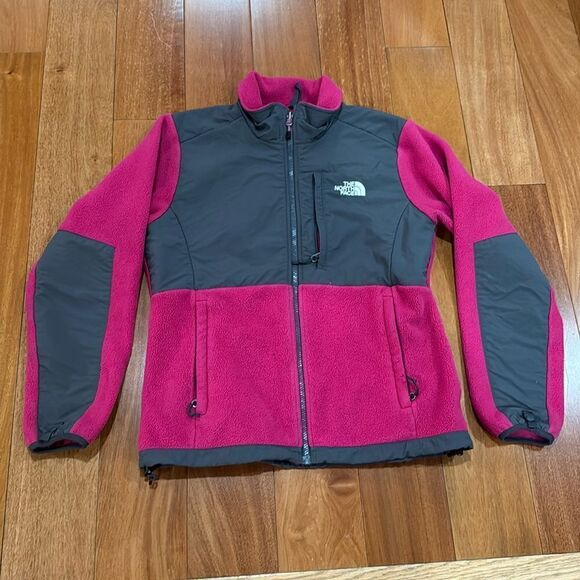 North Face Denali Sweater Fleece Jacket Zip Up Women's Grey Magenta size M - Picture 1 of 8